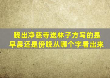 晓出净慈寺送林子方写的是早晨还是傍晚从哪个字看出来