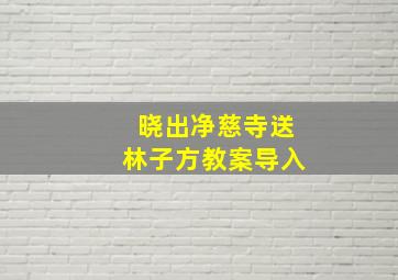 晓出净慈寺送林子方教案导入