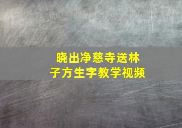 晓出净慈寺送林子方生字教学视频