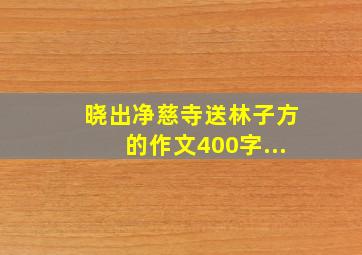 晓出净慈寺送林子方的作文400字...