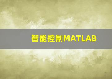 智能控制MATLAB