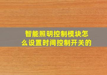 智能照明控制模块怎么设置时间控制开关的