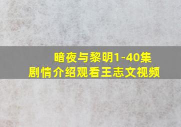 暗夜与黎明1-40集剧情介绍观看王志文视频