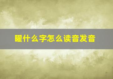 曜什么字怎么读音发音