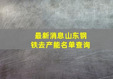 最新消息山东钢铁去产能名单查询