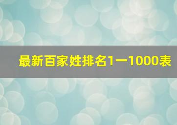 最新百家姓排名1一1000表