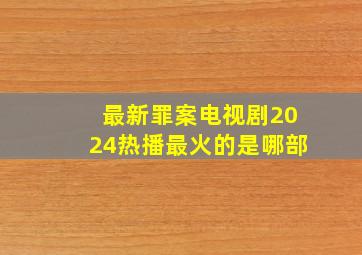 最新罪案电视剧2024热播最火的是哪部