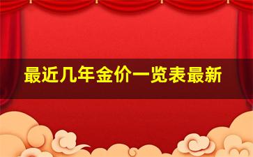 最近几年金价一览表最新