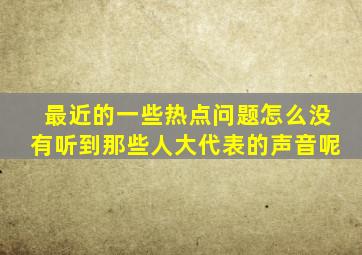 最近的一些热点问题怎么没有听到那些人大代表的声音呢