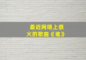 最近网络上很火的歌曲《谁》