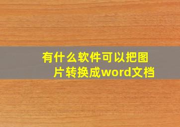 有什么软件可以把图片转换成word文档