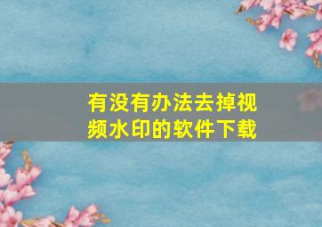 有没有办法去掉视频水印的软件下载