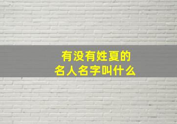 有没有姓夏的名人名字叫什么