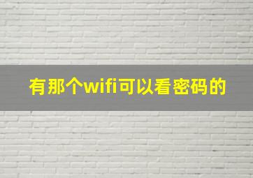 有那个wifi可以看密码的