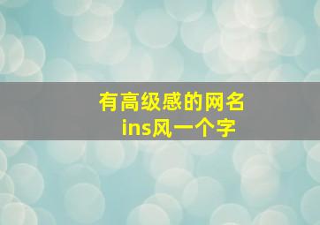 有高级感的网名ins风一个字