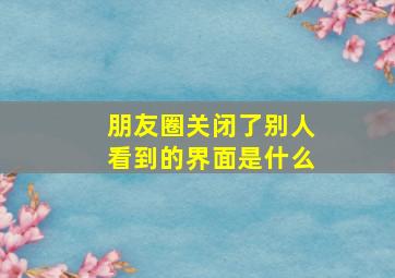 朋友圈关闭了别人看到的界面是什么