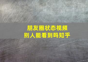 朋友圈状态视频别人能看到吗知乎