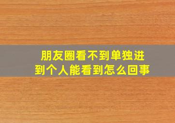 朋友圈看不到单独进到个人能看到怎么回事