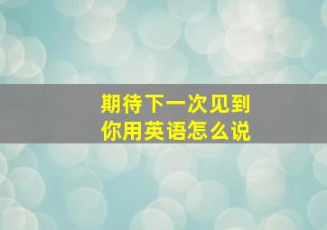 期待下一次见到你用英语怎么说