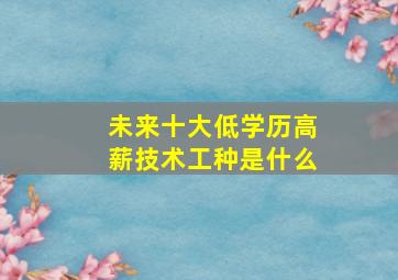 未来十大低学历高薪技术工种是什么