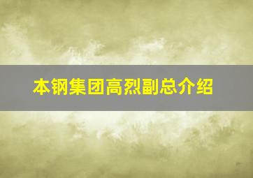 本钢集团高烈副总介绍