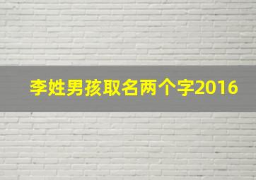 李姓男孩取名两个字2016