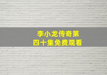 李小龙传奇第四十集免费观看