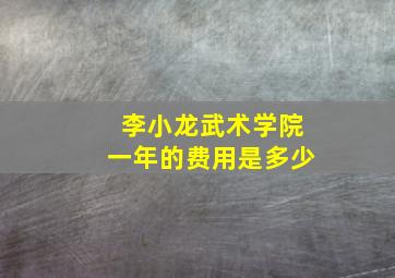 李小龙武术学院一年的费用是多少