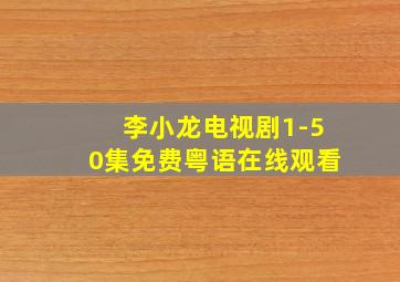 李小龙电视剧1-50集免费粤语在线观看