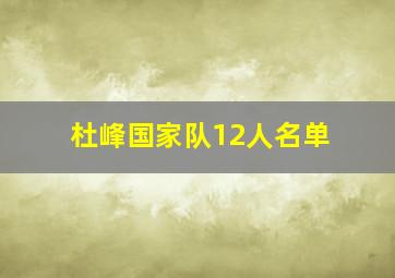 杜峰国家队12人名单