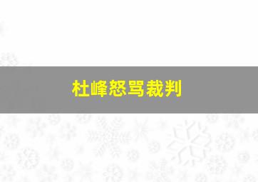 杜峰怒骂裁判