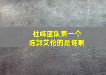 杜峰蓝队第一个选郭艾伦的是谁啊