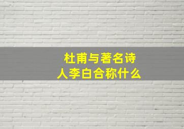 杜甫与著名诗人李白合称什么