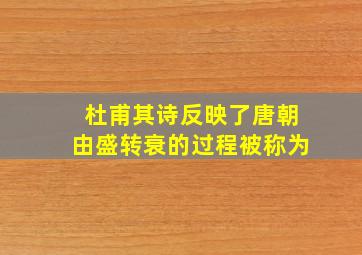 杜甫其诗反映了唐朝由盛转衰的过程被称为