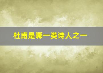 杜甫是哪一类诗人之一