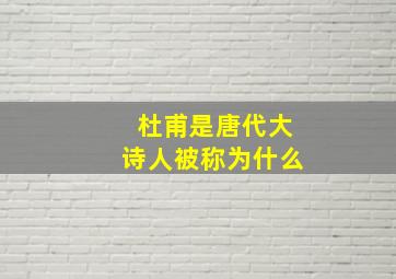 杜甫是唐代大诗人被称为什么