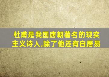 杜甫是我国唐朝著名的现实主义诗人,除了他还有白居易