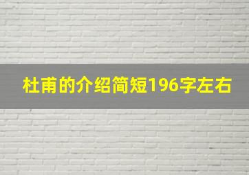 杜甫的介绍简短196字左右