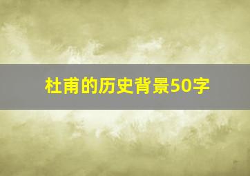 杜甫的历史背景50字