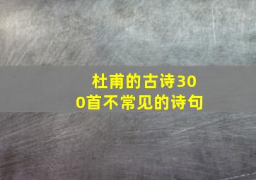 杜甫的古诗300首不常见的诗句