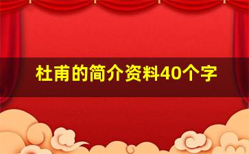 杜甫的简介资料40个字