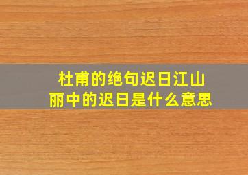 杜甫的绝句迟日江山丽中的迟日是什么意思