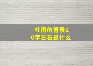 杜甫的背景20字左右是什么