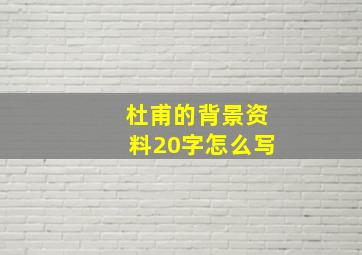 杜甫的背景资料20字怎么写