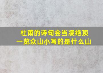 杜甫的诗句会当凌绝顶一览众山小写的是什么山