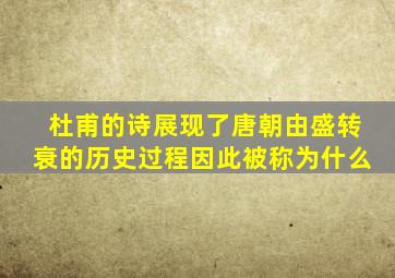 杜甫的诗展现了唐朝由盛转衰的历史过程因此被称为什么