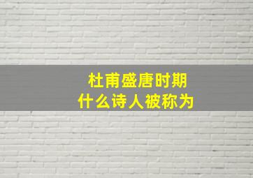 杜甫盛唐时期什么诗人被称为