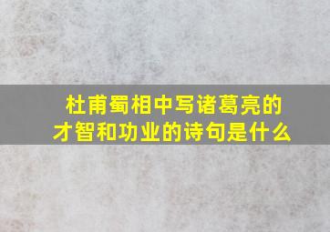 杜甫蜀相中写诸葛亮的才智和功业的诗句是什么