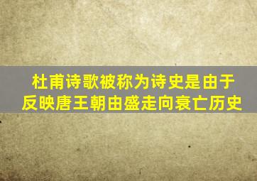 杜甫诗歌被称为诗史是由于反映唐王朝由盛走向衰亡历史