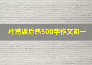 杜甫读后感500字作文初一